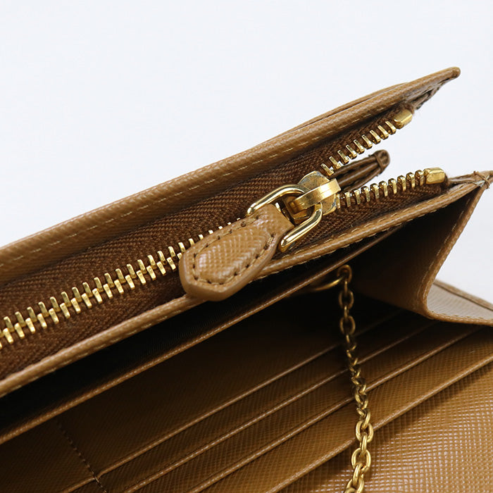 PRADA Saffiano leather wallet PR92598 Long wallet with double fold coin purse leather / Saffiano leather wallet Women