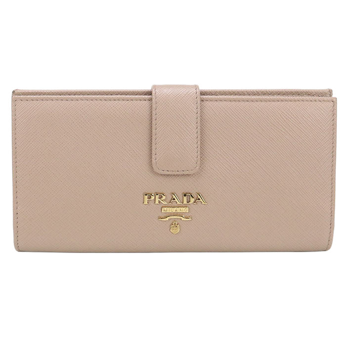 PRADA PR93636 Long wallet with double fold coin purse / Saffiano leather wallet Women