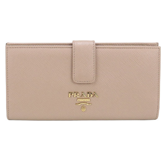 PRADA PR93636 Long wallet with double fold coin purse / Saffiano leather wallet Women