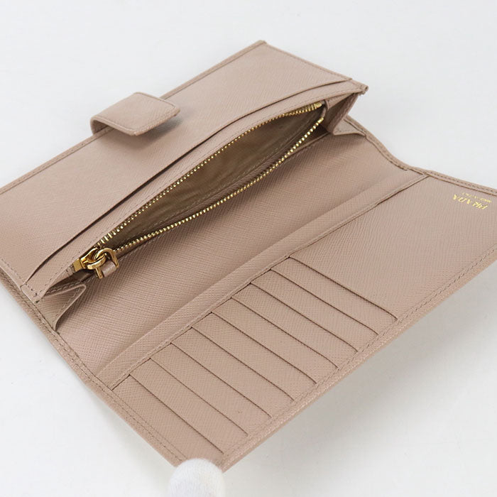 PRADA PR93636 Long wallet with double fold coin purse / Saffiano leather wallet Women