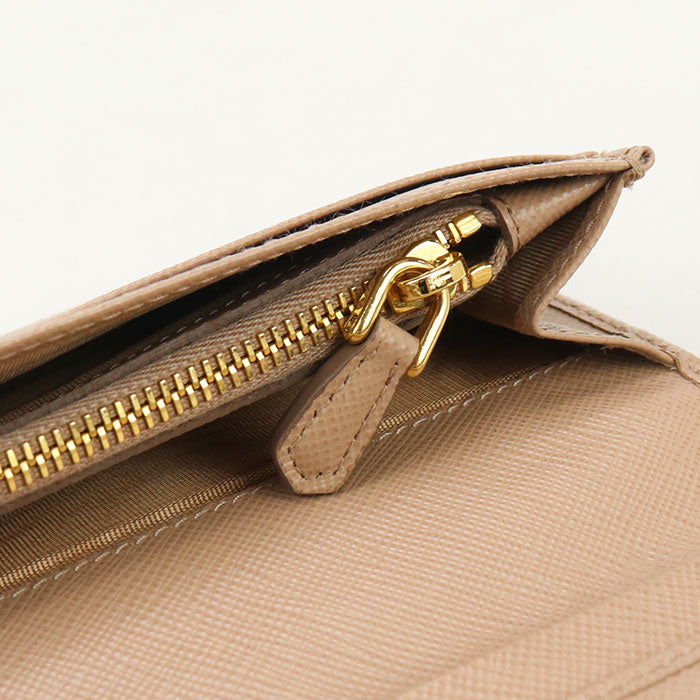 PRADA PR93636 Long wallet with double fold coin purse / Saffiano leather wallet Women