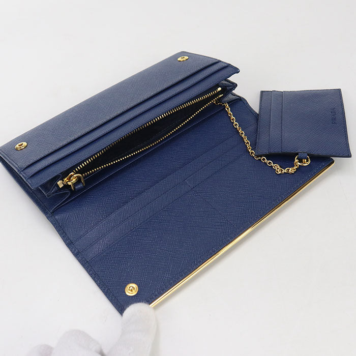 PRADA PR94540 Long wallet with double fold coin purse / Saffiano leather wallet Women