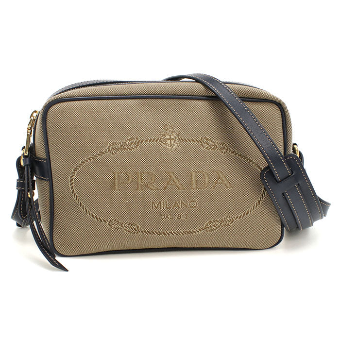 PRADA Logo jacquard 1BH089 Diagonal shoulder bag canvas / leather Women
