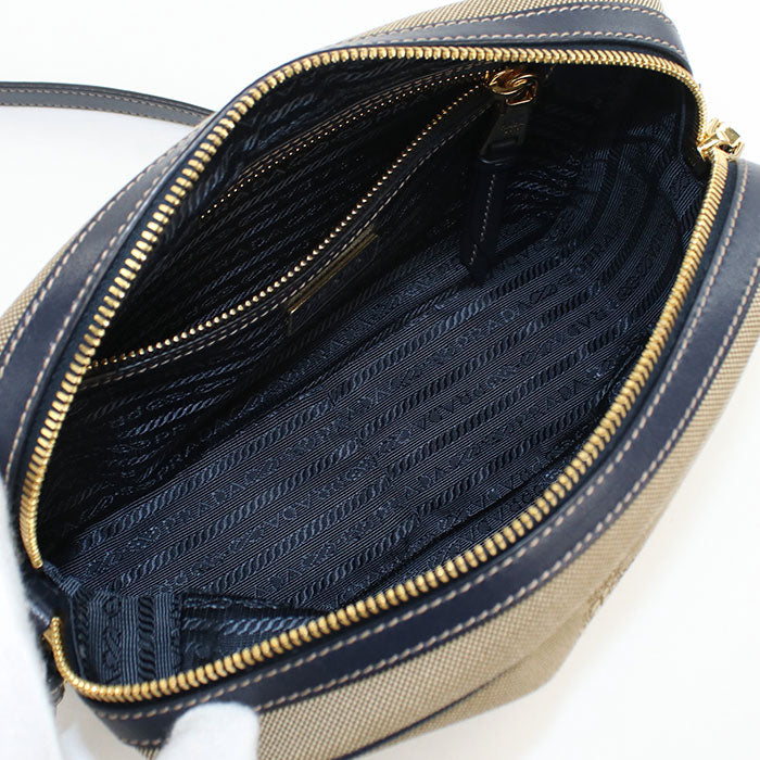 PRADA Logo jacquard 1BH089 Diagonal shoulder bag canvas / leather Women