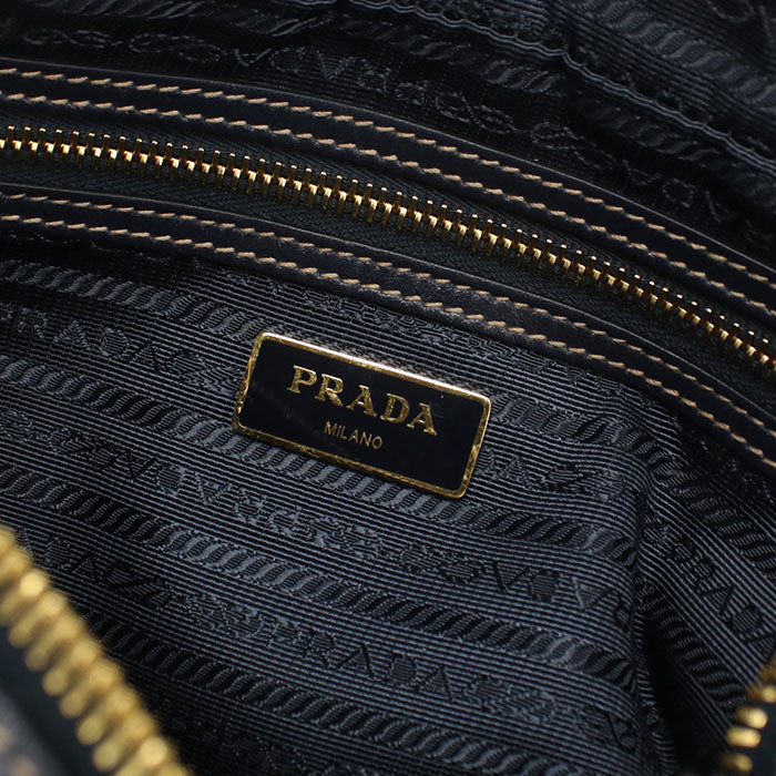 PRADA Logo jacquard 1BH089 Diagonal shoulder bag canvas / leather Women