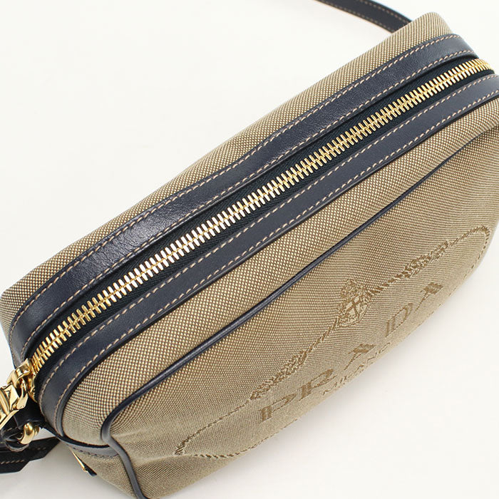 PRADA Logo jacquard 1BH089 Diagonal shoulder bag canvas / leather Women