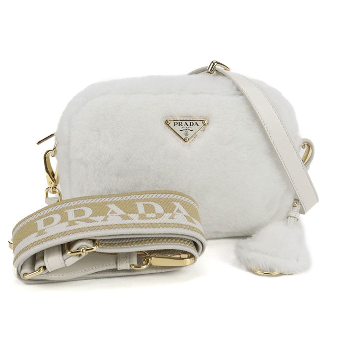 PRADA 1BH192 2EC9 F0009 Diagonal shoulder bag Fake fur / fur / leather Women