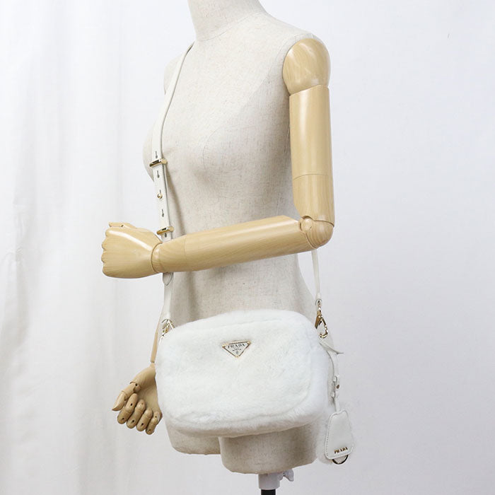 PRADA 1BH192 2EC9 F0009 Diagonal shoulder bag Fake fur / fur / leather Women