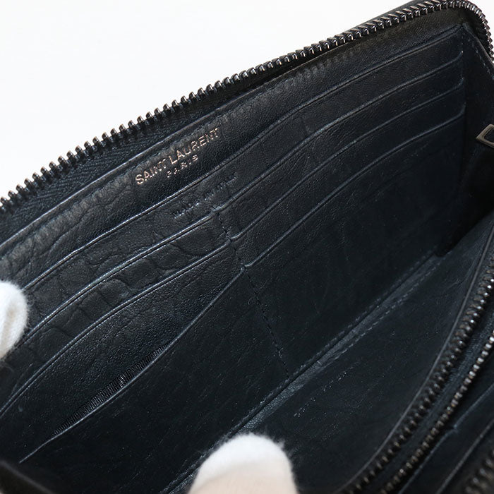 SAINT LAURENT Full zip wallet 617415 PurseZip Around / Embossed Calfskin Women
