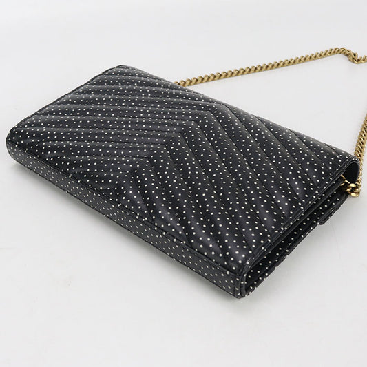 SAINT LAURENT Cassandra 377828 BOW01 1000 Chain wallet leather Women