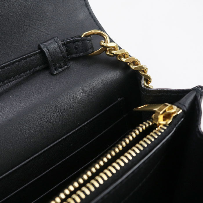 SAINT LAURENT Cassandra 377828 BOW01 1000 Chain wallet leather Women